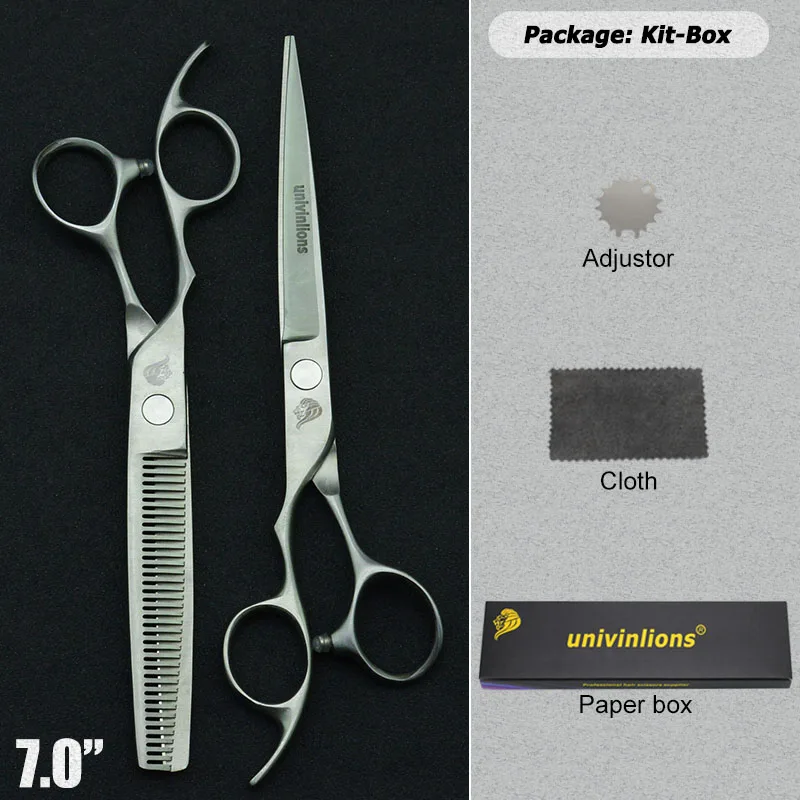 Набор ножниц для стрижки домашних питомцев 7 дюймов прямые и филировочные