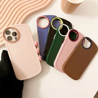 round camera hole solid color phone case for iphone 11 12 13 pro max 7 8 plus xr x xs max colorful shockproof cover cases