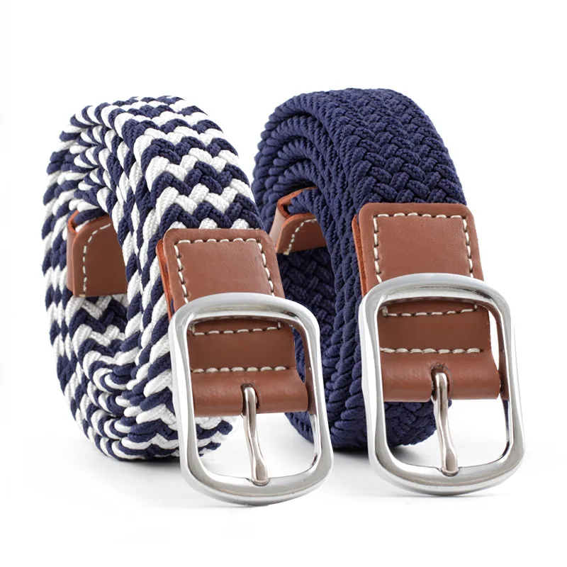 Мужской холщовый ремень с пряжкой для брюк и джинсов Плетеный Эластичный Ремень