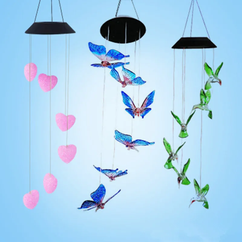 

Butterfly LED Solar Chime Crystal Ball Wind Chime Light Color Changing Waterproof Hanging Light Fo Home Garden Decoration