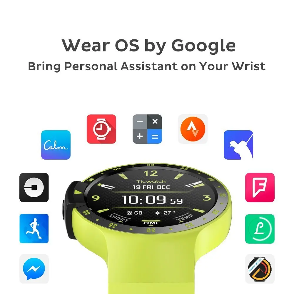 Смарт-часы TicWatch S Green Bluetooth gps умные часы для фитнеса Android и iPhone IP67