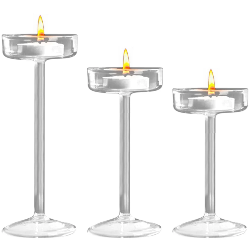 Домашний креативный стеклянный подсвечник Классический прозрачный | Дом и сад