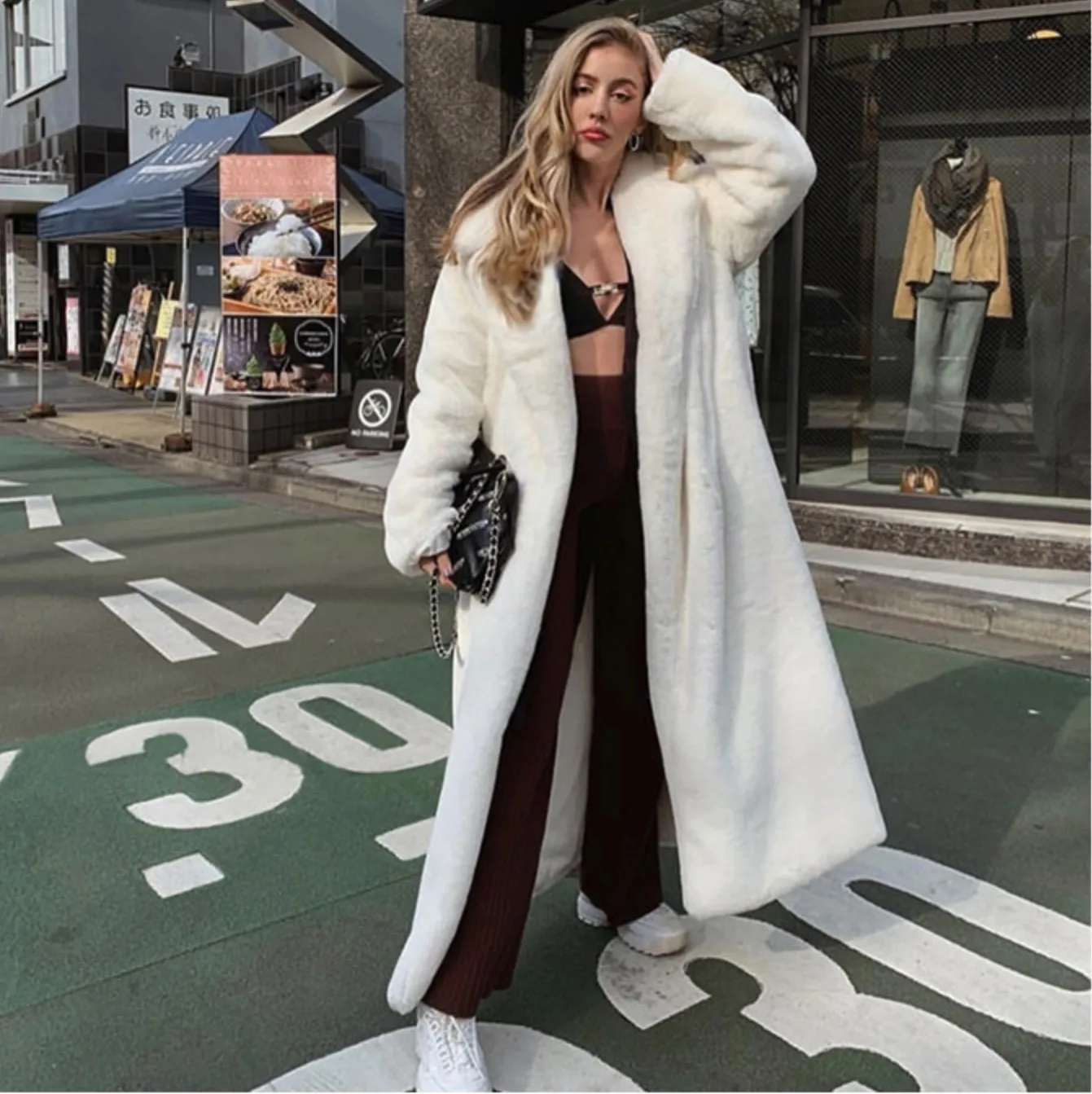 Dropshipping female jacket solid color fur coat cardigan long warm women's winter women куртка женская |