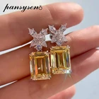 Серьги-подвески женские из серебра 100% пробы с муассанитом, Цитрином