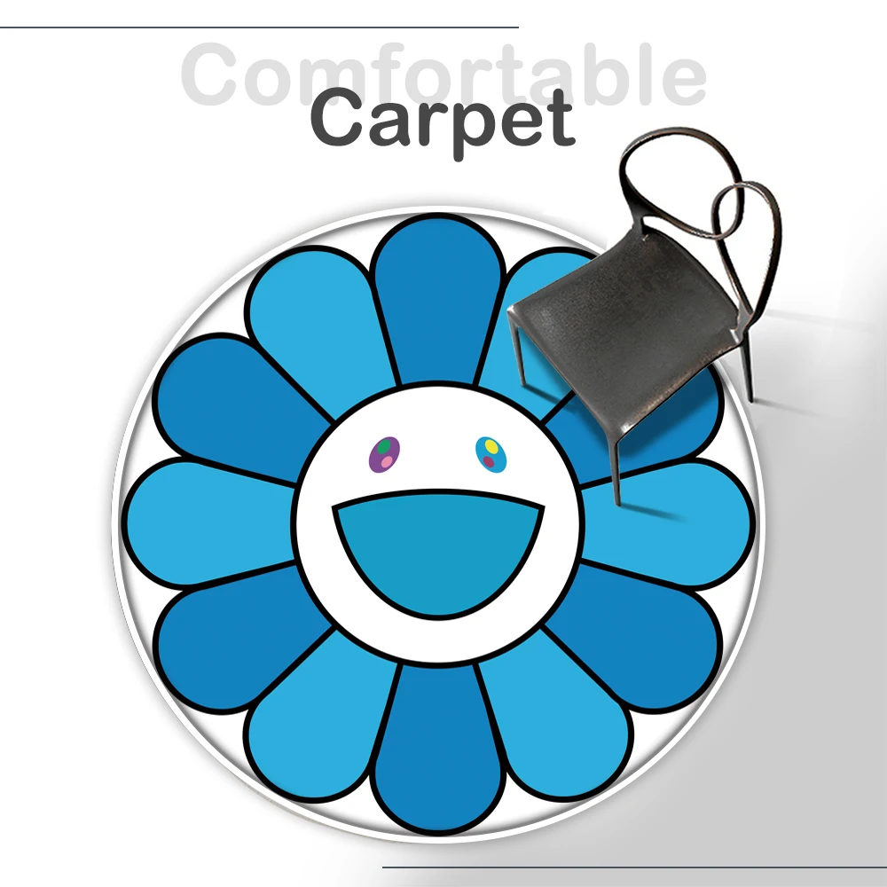 

Tapis Salon Sunflower Mat Round Rug Non-Slip Flannel Carpet Non-slip Bath Mat Soft Fluffy Living Room Bedroom Decorative Carpet