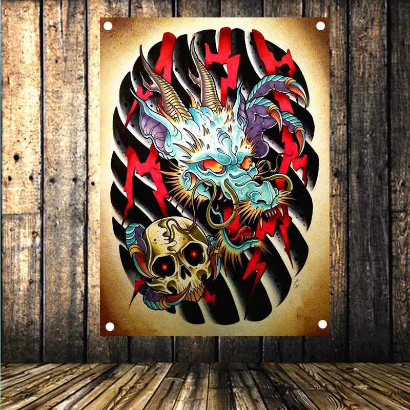 Красивый плакат с татуировкой баннер четыре отверстия холст флаг высокое