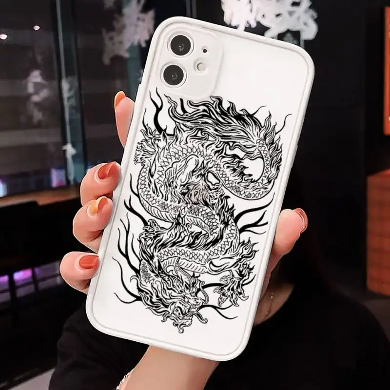 

dragon animal original art cartoon Phone Case Matte Transparent for iPhone 7 8 11 12 s mini pro X XS XR MAX Plus cover funda