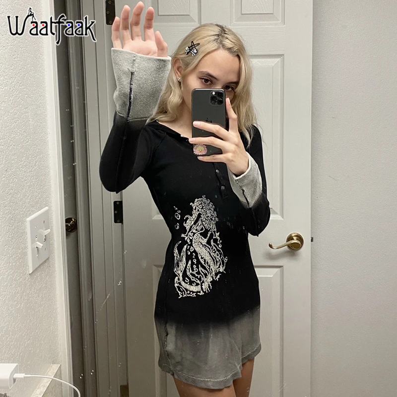 

Женское мини-платье с капюшоном и длинным рукавом, в стиле хиппи