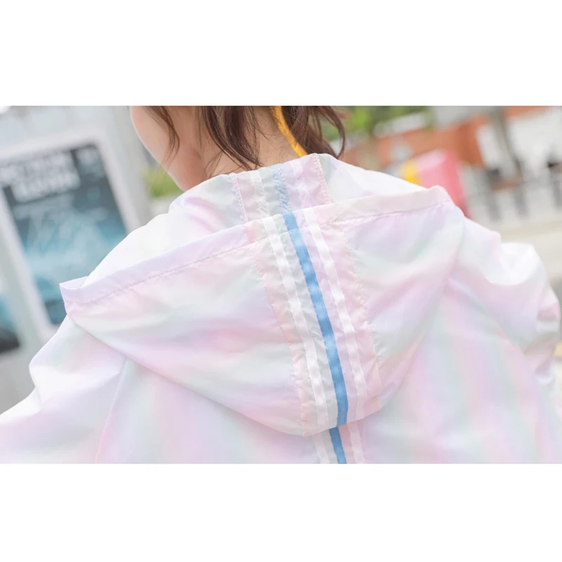 

Gradient color jacket female thin 2020 summer Korean loose rainbow sunscreen jacket long-sleeved hooded jacket