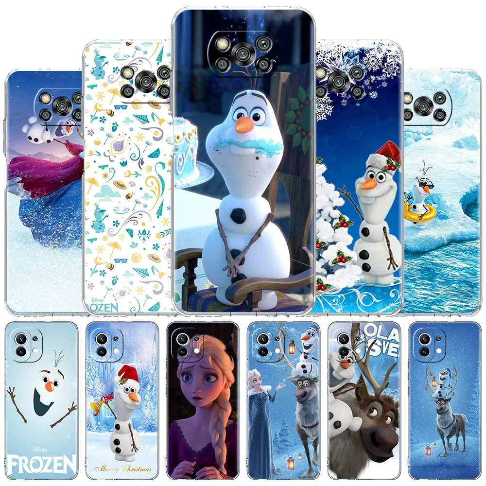 

Olaf Snowman Frozen Cool Transparent Case For Xiaomi Mi Poco X3 F2 M3 Pro F3 GT X3NFC Pocophone F1 11 Lite Soft Cover Housing