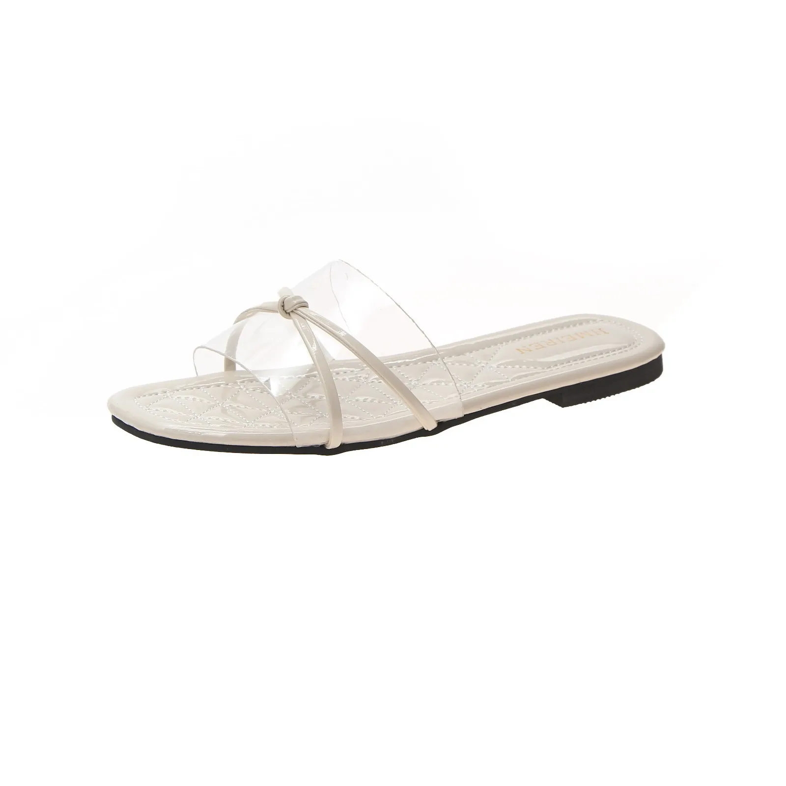 

Cross-tied Solid Narrow Band Women Summer Slippers Open Toe Outside Flat Slides Mature Leisure Summer Shoes