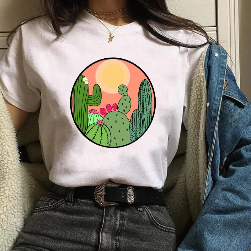 

Graphic Tees Tops Desert View Printed T shirts Women Funny T Shirt Vintage Harajuku 90s Vintage White Tshirt Female Clothing