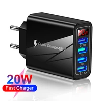 4 port usb charger 20w fast charging quick charge 3 0 with led display universal for iphone samgsung xiaomi mobile phone charger