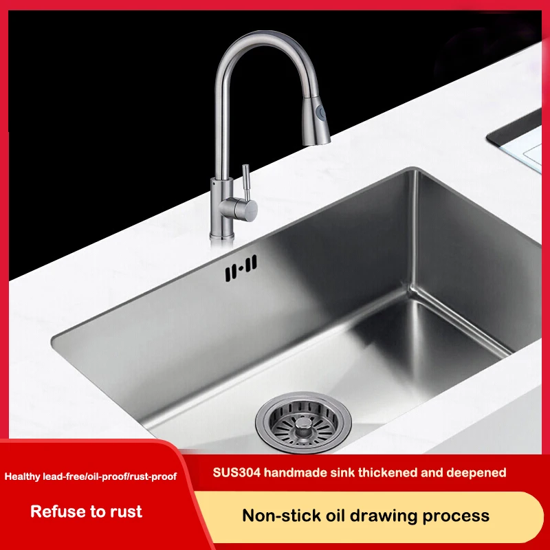 

Кухонная Серебряная раковина из нержавеющей стали 304, встроенная маленькая Одиночная раковина под раковину, ручная раковина для овощей