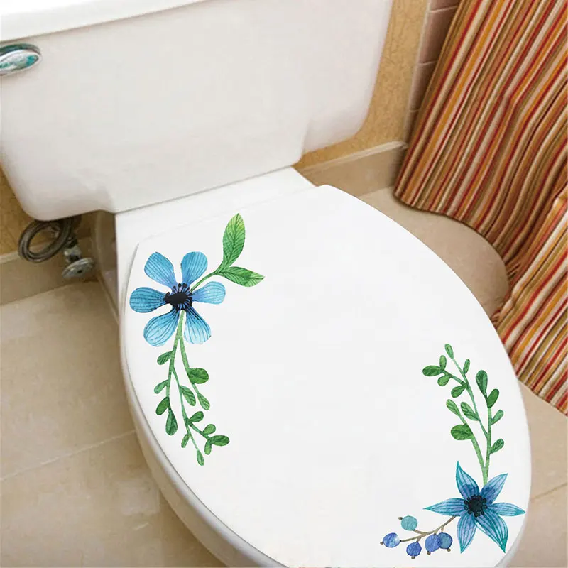 Новые стильные красочные цветы роза пион красивые наклейки на стену унитаз в