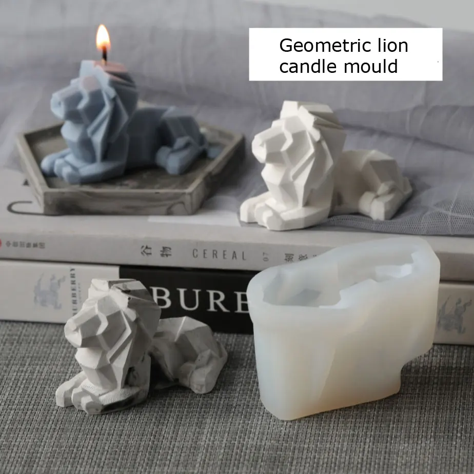 

New DIY Candles Mould Geometric lion candle Aromatherapy Plaster Candle Silicone Hand-made Soy Aroma Wax Soap Candles Mold