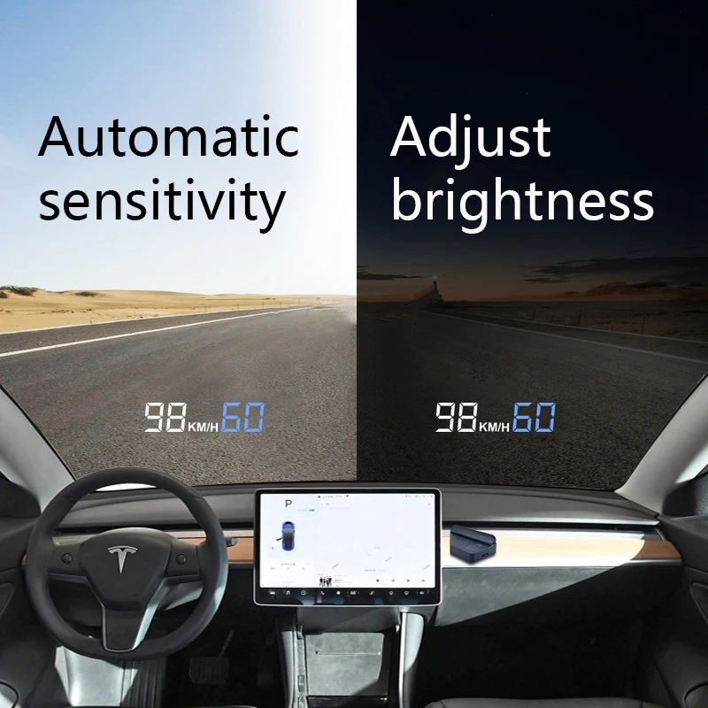 

for Tesla Model 3 Digital HUD Speeeter Head Up Display Speed Projector Turning Gear Light Reminding