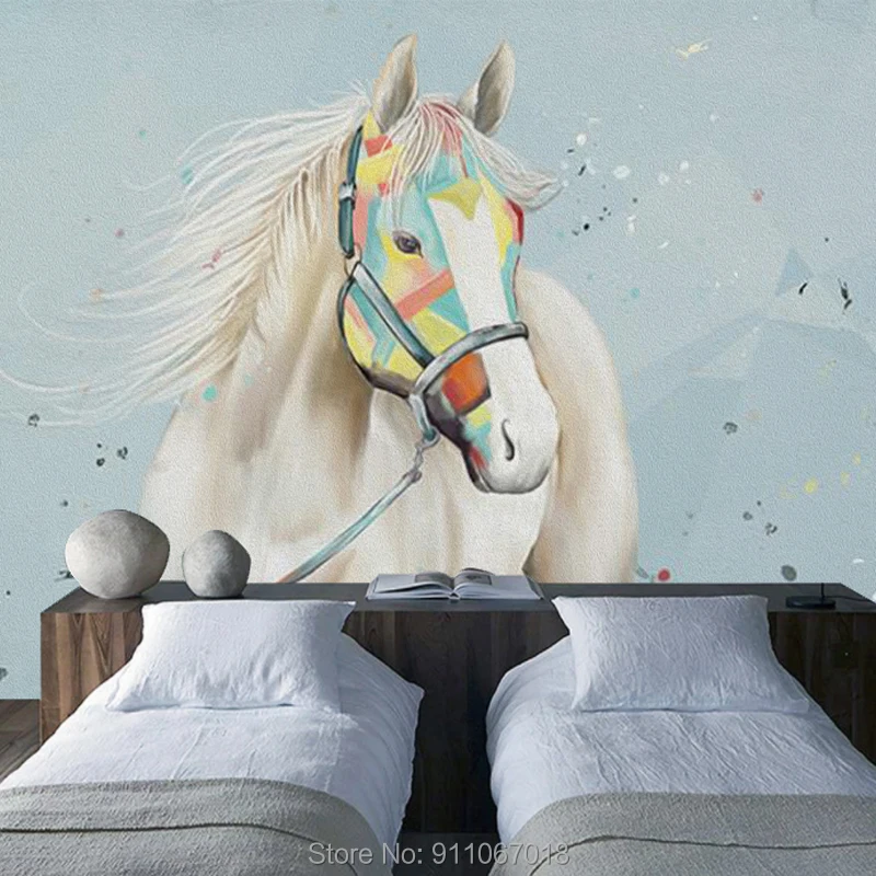 

Обои обои на заказ, настенные водонепроницаемые 3d обои из нетканого материала с рисунком животных, лошадей, спальни, гостиной