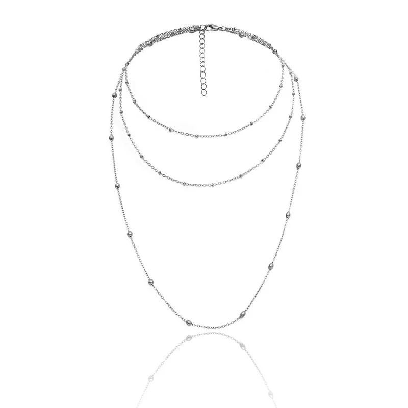 Silver color Abayabay Choker Personalized Girl Necklace Multilayer Chain Women Rose Gold Color Bohemia Necklaces Jewelry Lovers Kpop Collier - Окраска металла: Silver color