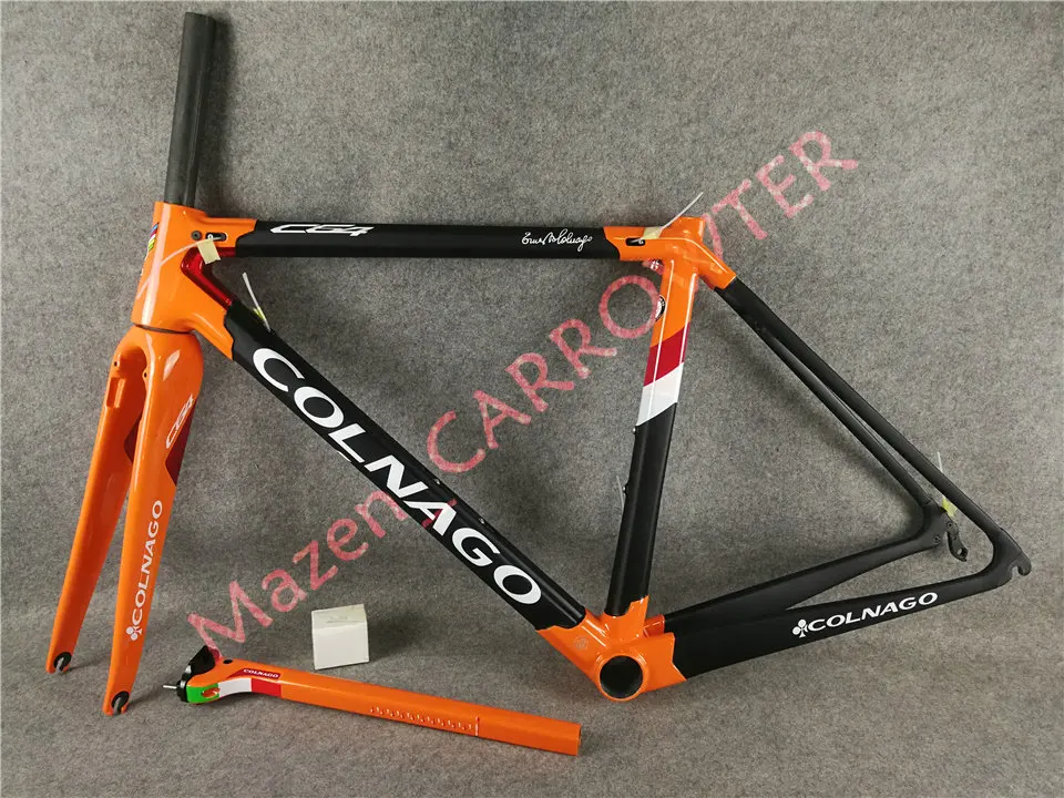 Оранжевый черный T1100 UD матовый-глянцевая Colnago C64 дороги углерода рамы велосипеда комплект с 48/50/52/54/56 см 12 видов цветов для выбора