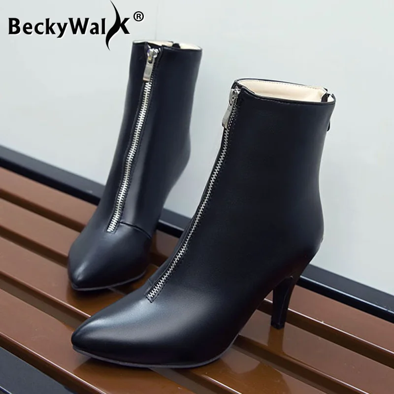 Женские ботинки 2021 сезон осень-зима Новинка Модные ботильоны с молнией спереди