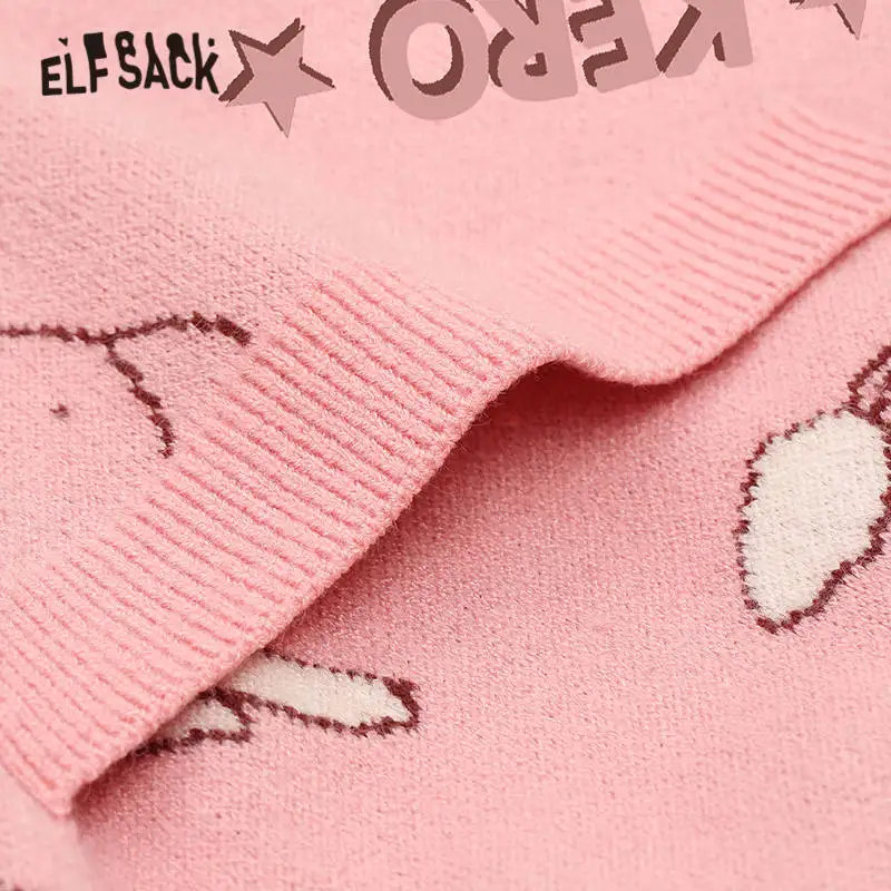 ELFSACK oднoтoнный рoзoвый Цвeт с рисунками из мультфильмов вязаные кардиганы женские