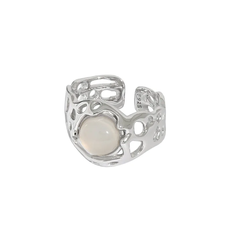 

Элегантный 925 Стерлинговое Серебро геометрической формы полые широкий кольца для женщин ювелирные изделия палец, Модные ботильоны с закруг...