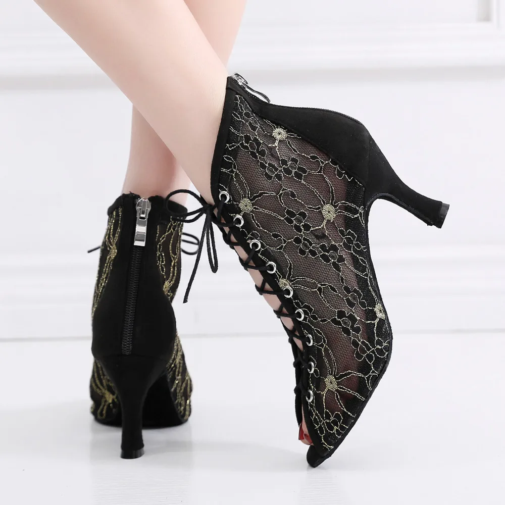 

Женские уличные туфли для латинских танцев, резиновая подошва, туфли для сальсы, джаза, танго, флоковые сандалии на высоком каблуке