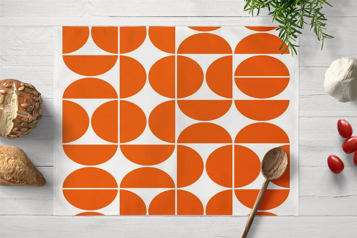 

Modern Geometry Placemat Orange Circle Triangle Dining Table Mats Drink Coasters Cotton Linen Pads 42*32cm Kitchen Accessories
