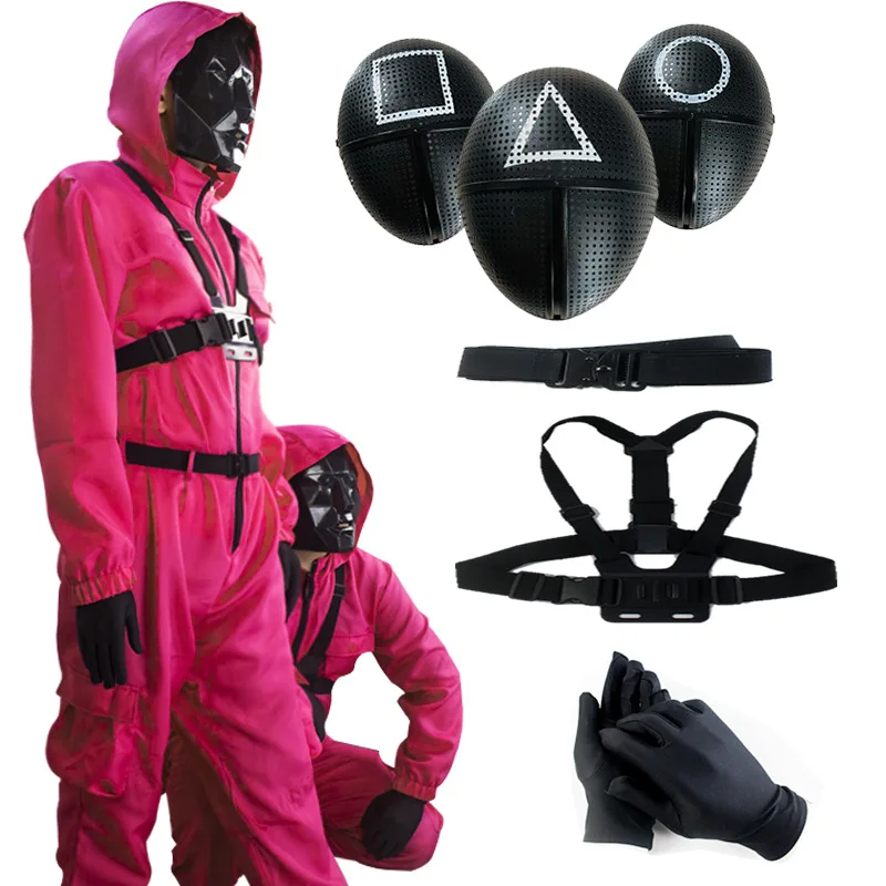 

Squid Game Party Cosplay Squid Game Costume Costume Mask Cosplay Red Jumpsuit Belt Cosplay Squid Game Halloween