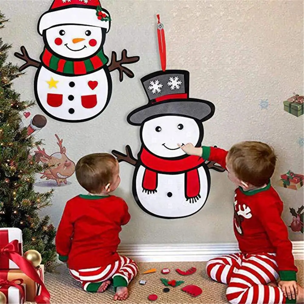 

DIY Felt Snowman Christmas Detachable Ornaments Plush Snowman Ornaments For Kids Toddlers New Year Gifts Christmas Decorations