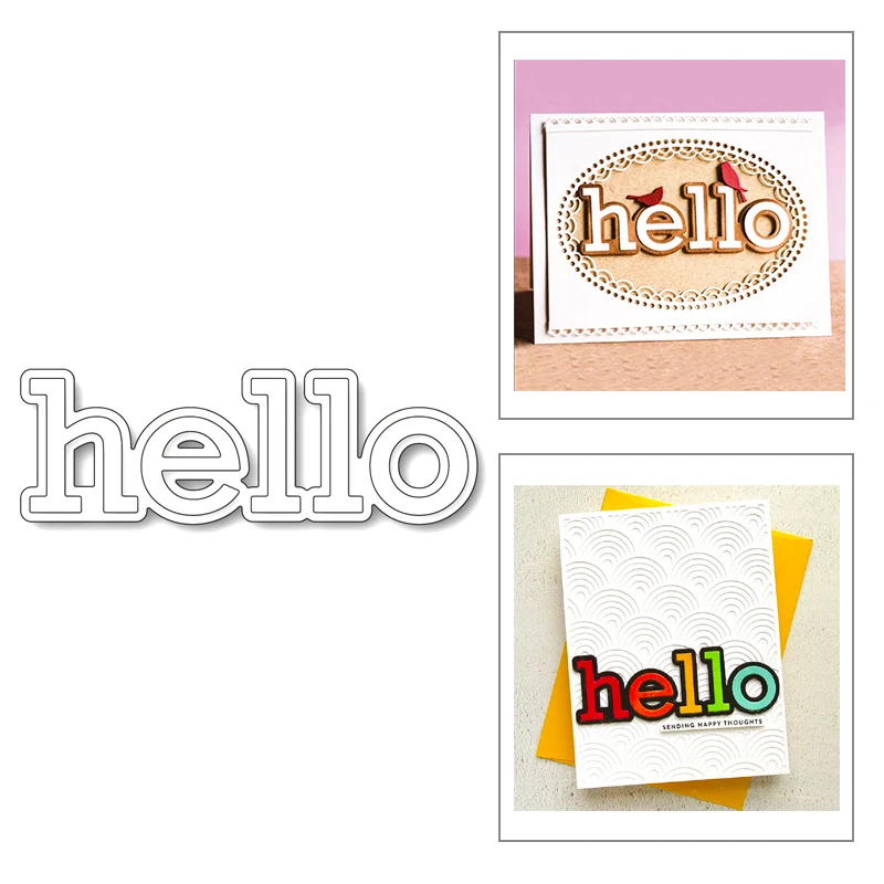 

2020 New English Letter Sentiment Words Hello Layered Metal Cutting Dies Cut For DIY Scrapbooking Greeting Card Making No Stamps