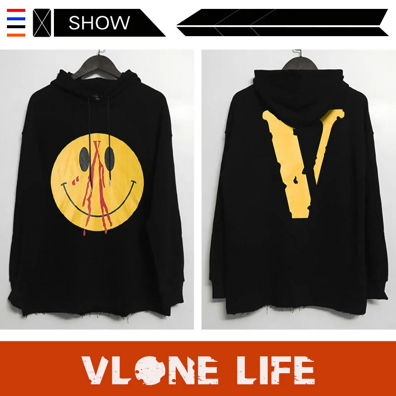 

Chao brand vlone life vlone Hoodie big V vlone smiley face print Hoodie 6008