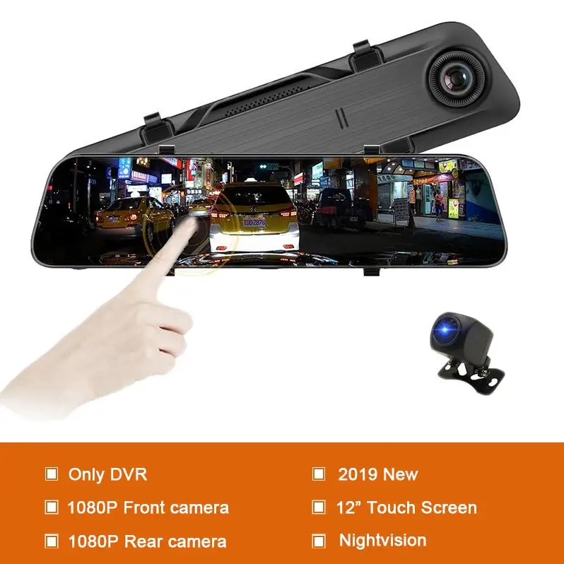 D40 Dual lens DVR 12 дюймов Android 8,1 Автомобильные видеорегистраторы Камера gps Bluetooth навигация FHD зеркало Регистраторы совместим с большим количеством приложения 4G, Wi-Fi, ADAS Dash cam - Название цвета: D40 Dual lens DVR