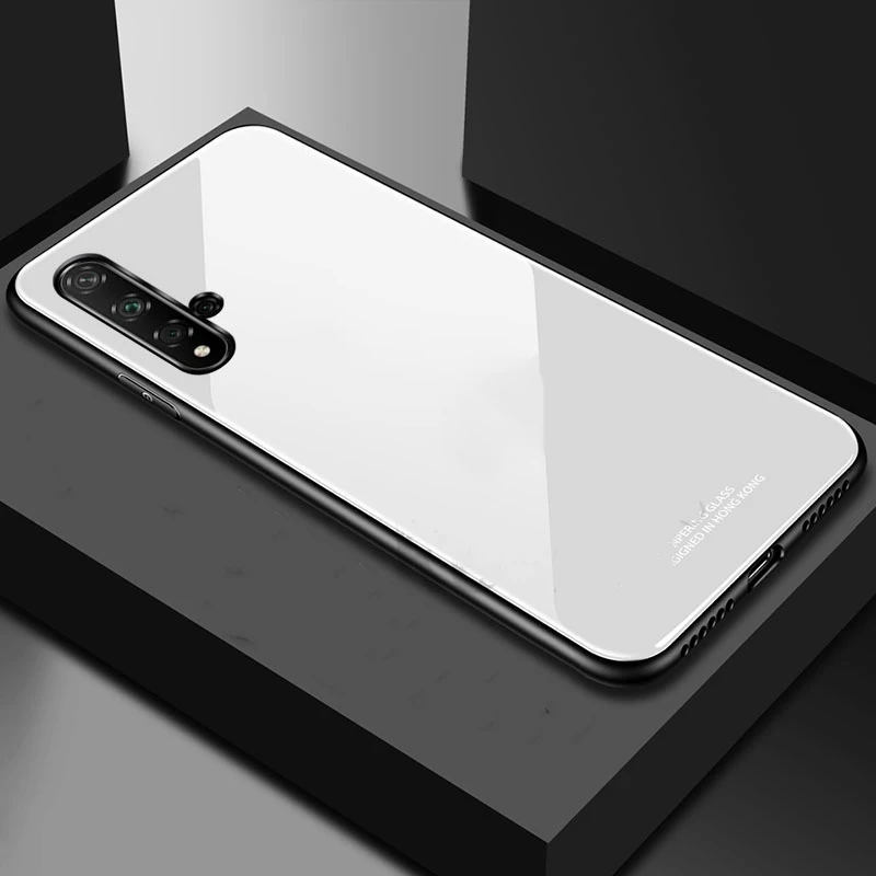 Для huawei Nova 5T чехол Роскошный закаленное стекло Мягкий силиконовый