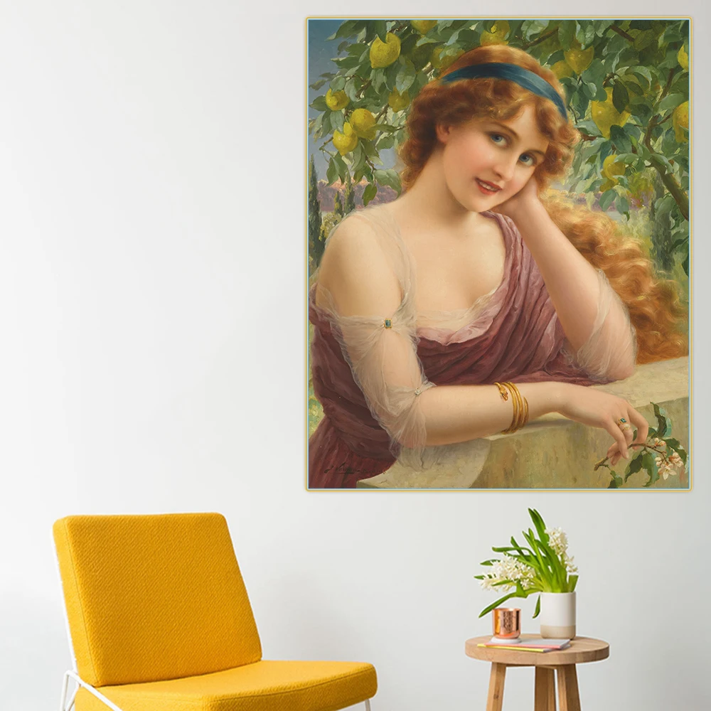 Цитон эмиле Вернон Girl девушка в лимонах Canvas Холст Картина маслом Очаровательная