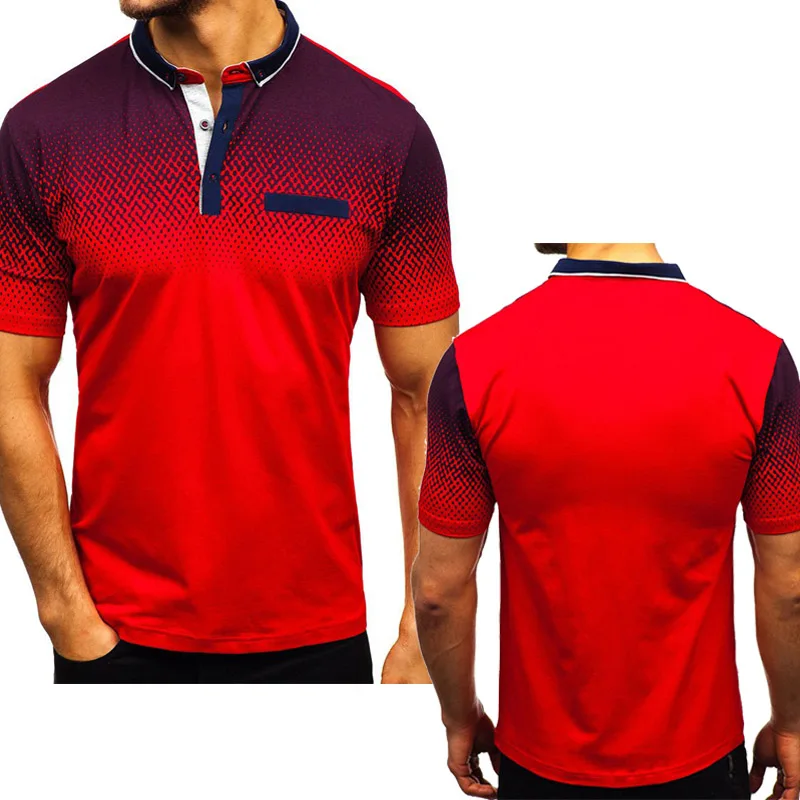 

Unisex 2020 Summer New Men's Short Sleeve Casual Gradient Men's Short Sleeve Lapel Cotton Men's Polo shirt