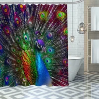 custom peacock shower curtains waterproof fabric cloth bathroom decoration supply washable bath room curtain