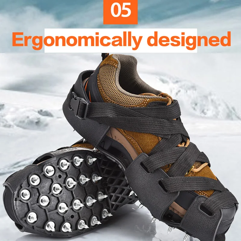 New 32 Teeth nail Ice Gripper Spike Shoes Anti-Slip Anti-Skid Non-slip Shoe Covers Snow Ice Crampons Cleats Grips Climbing Boots