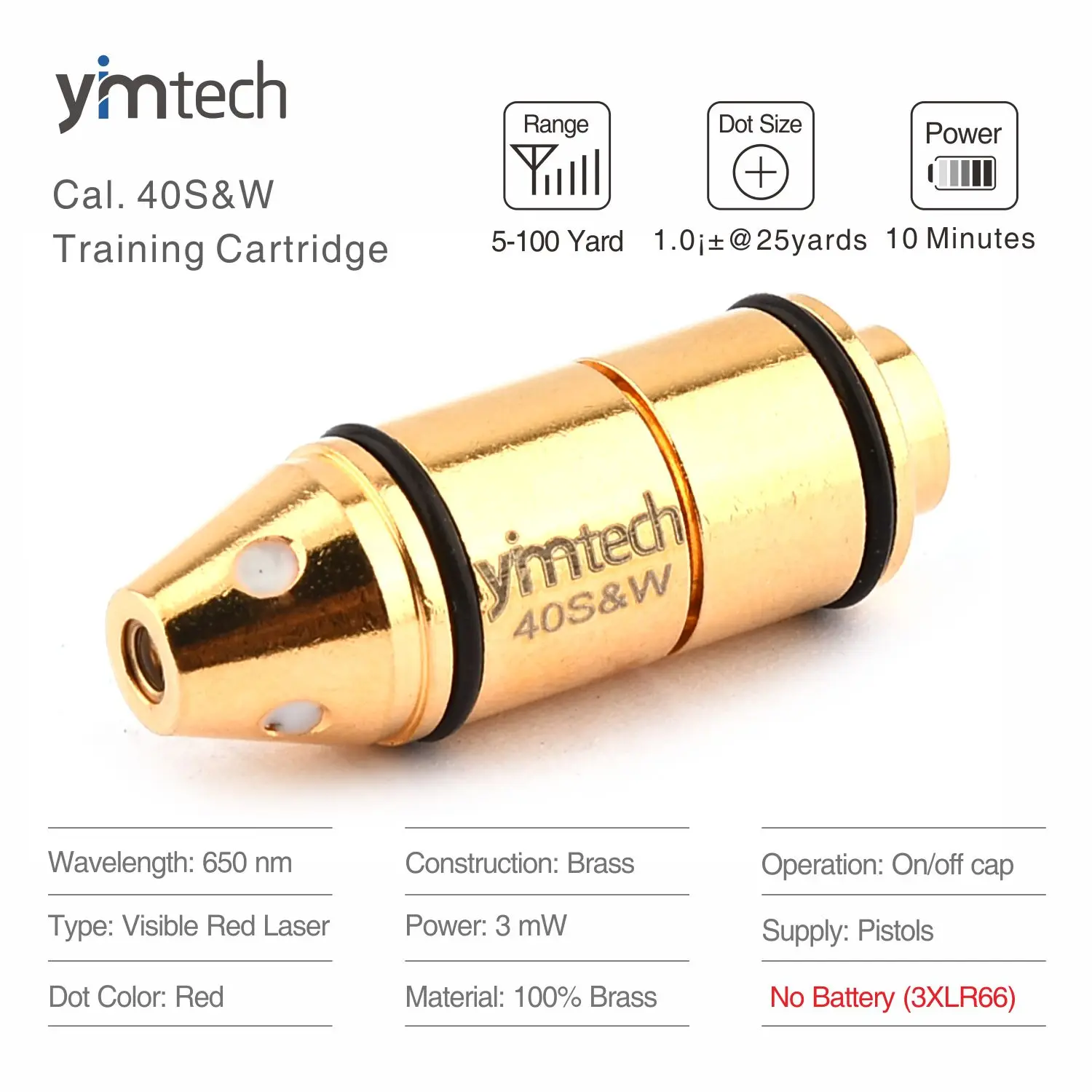 Тренировочный лазерный патрон 40S & W мини с красной точкой для тренажера