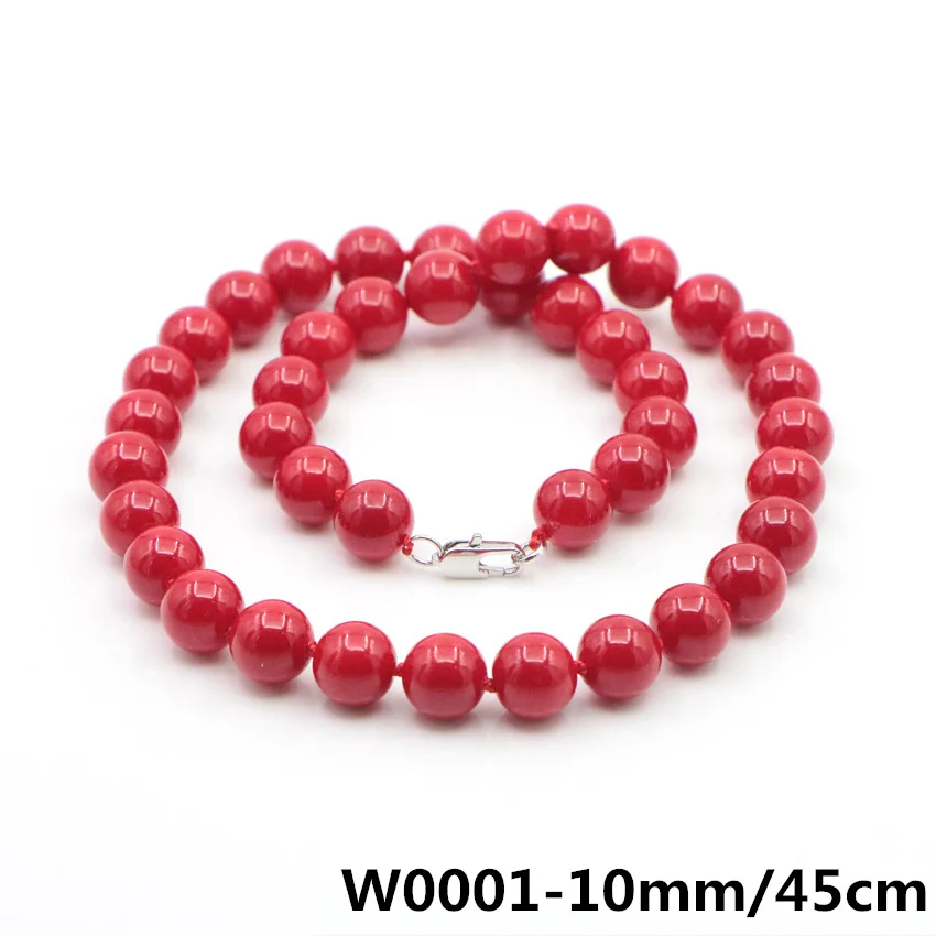 Ожерелье и серьги с красным жемчугом кораллового цвета 6-14 мм | Украшения