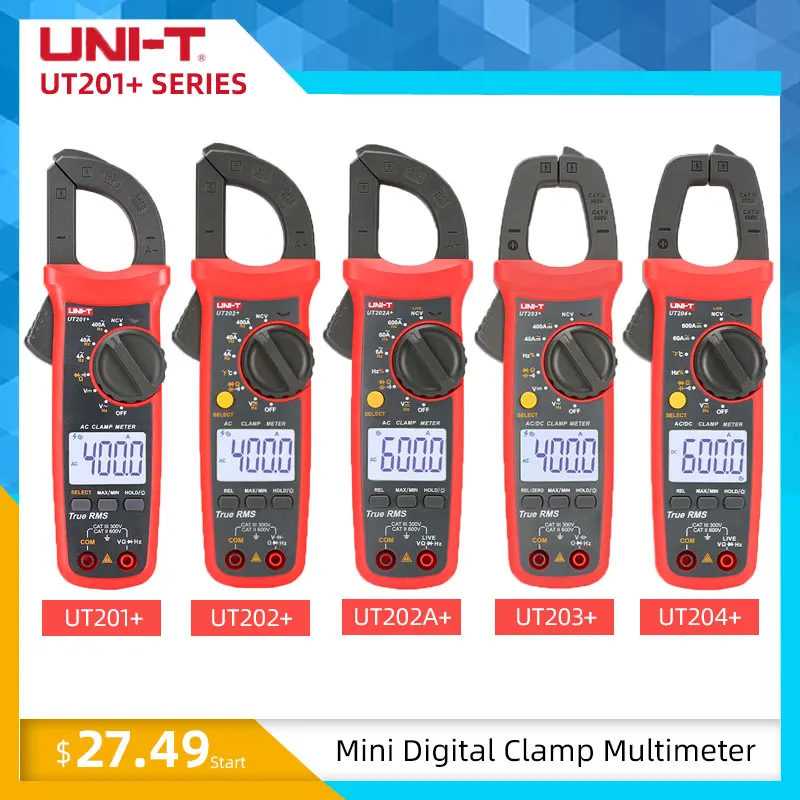 UNI-T UT201+/UT202+/UT203+/UT204+/UT202+ 400-600A цифровой клещи; Автоматический диапазон true RMS Высокоточный мультиметр