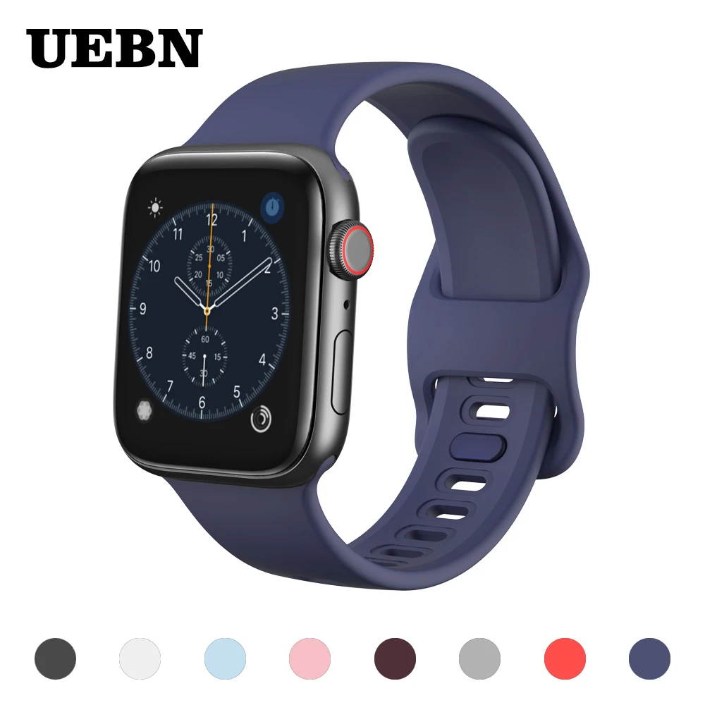 

UEBN Liquid Silicone Watchband For Apple Watch Series 5 44mm 40mm Band Strap for iWatch 5 4 3 42mm 38mm Bracelet Wriststrap