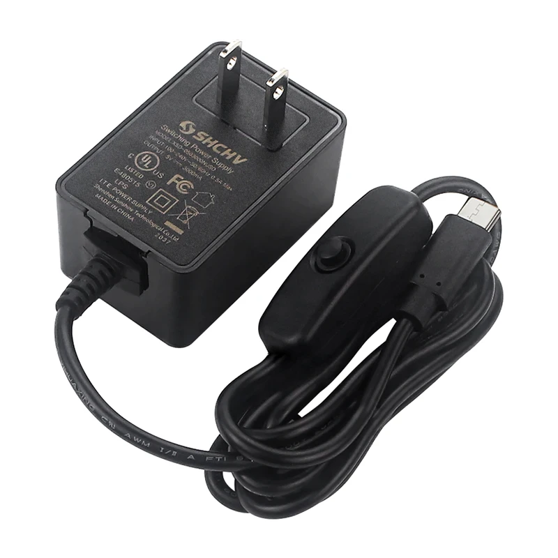 Блок питания SHCHV Raspberry Pi 4 5 В 3 А USB Type-C с выключателем сертификация CE зарядное