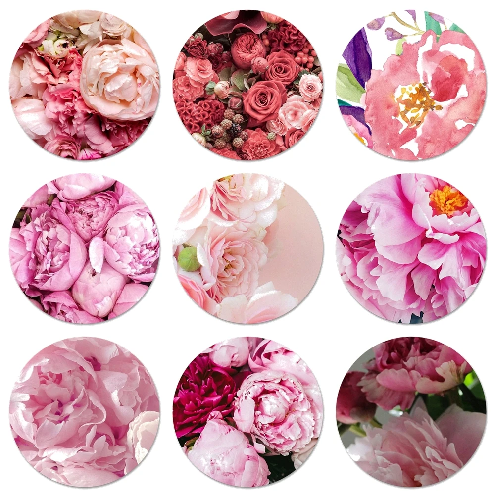 

Значки 58 мм с цветами и розовыми пионами, значки, значки, украшения, броши, металлические значки для одежды, украшение для рюкзака