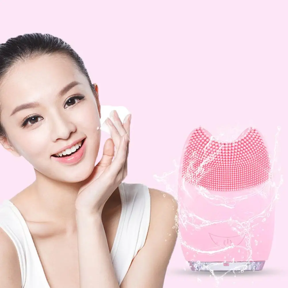 Силиконовая электрическая вибрационная щетка для очищения лица мини очищающее