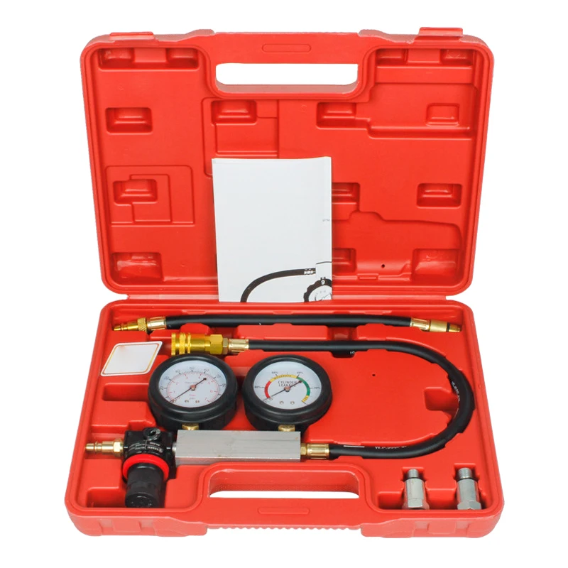 

0-100PSI Cylinder Leak Tester Compression Leakage Detector Kit Set Petrol Engine Gauge Tool Double Gauge System Automobile Tools