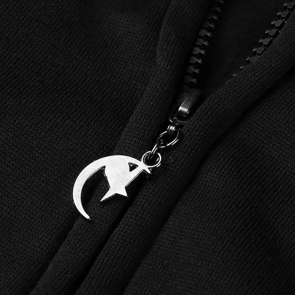 

Spring Is Female Jacket Women Vintage Gothhic Zipper Tops Hooded VoguePrint Long Sleeve Coat Plus Size 5XL Jackets Woman