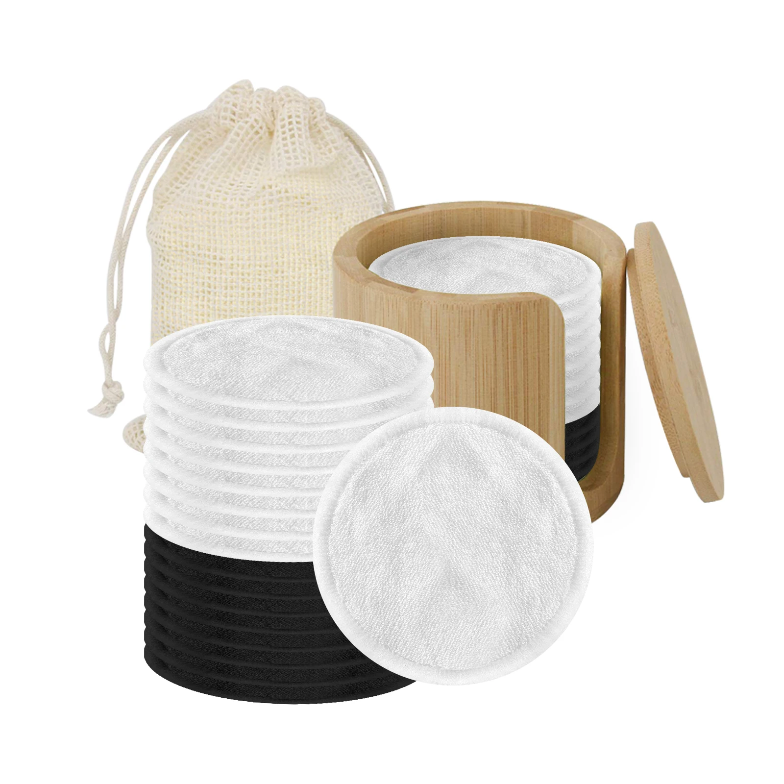 

New 20pcs Reusable Bamboo Fiber Washable Rounds Pads Makeup Removal Cotton Pad Cleansing Facial Pad Tool