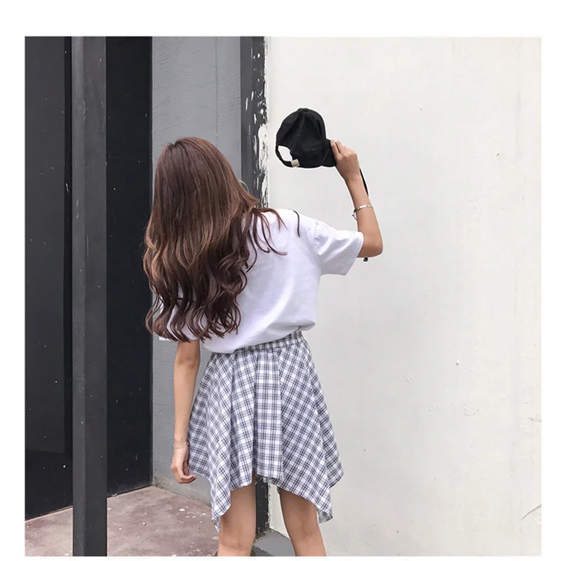 

TASTIEN Girls Fashion Plaid Safe Mini Skirt Pants Elastic Waist Irregular Bow Design Casual Skirt Women Lace Up Shorts 4 Colors